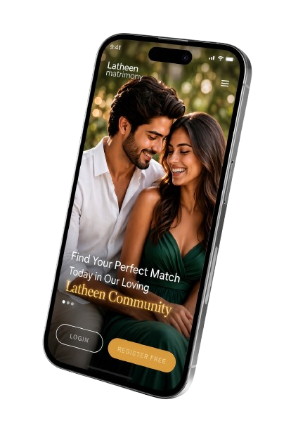Latheen Matrimony app on a phone screen